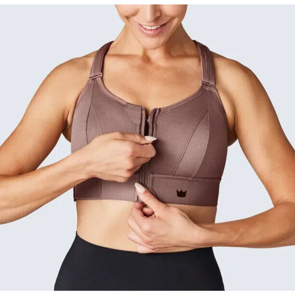 Shefit Ultimate Sports Bra High Impact Rose Taupe Front Zip Adjustable Small - Picture 3 of 10